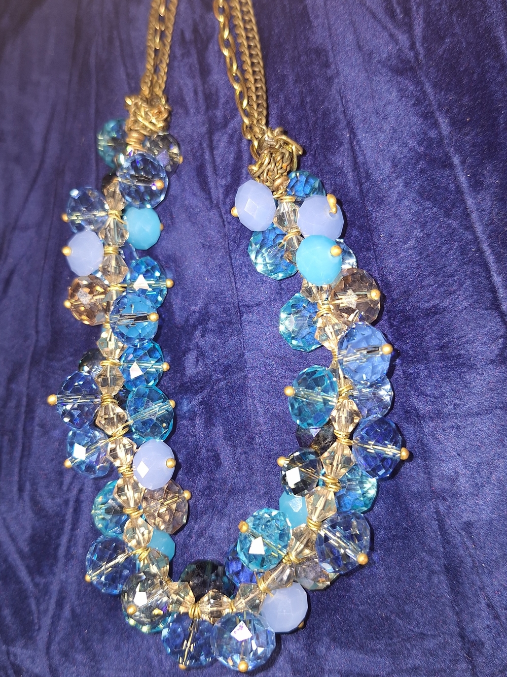 Ali-Khan New York Blue Crystal Statement Necklace
